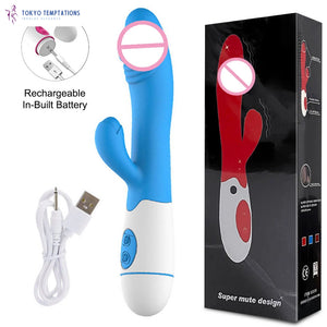 Powerful 30 Speed G-Spot Rabbit Vibrator for Women Blue