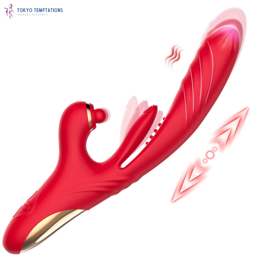 Heating Thrusting Dildo Vibrator 20 Modes for Women Red