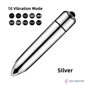 Mini Bullet Vibrator 10 Speed Waterproof G-spot Sex Toy Silver