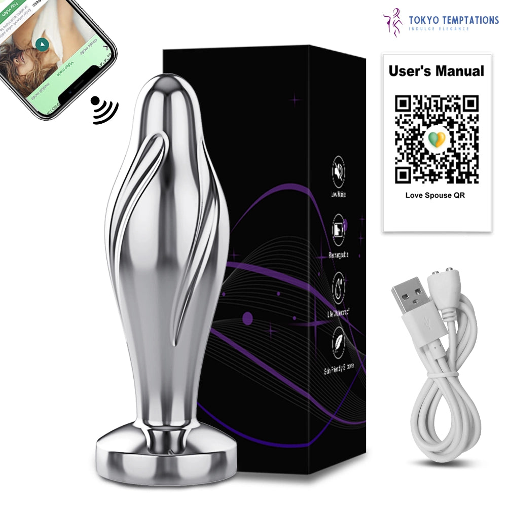 Wireless Bluetooth Butt Plug Vibrator for Adults Silver