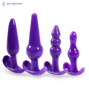 Premium Silicone Butt Plug Dildo Set Purple