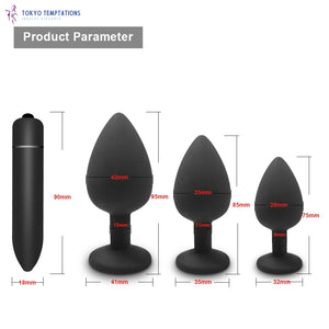 Soft Silicone Anal Plug & Vibrator Set Black