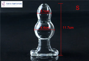 Super Big Gourd Glass Anal Plug for Couples S 11.7cm