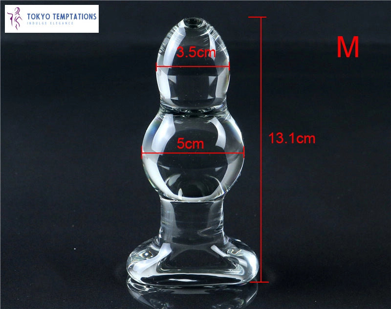 Super Big Gourd Glass Anal Plug for Couples M 13.1cm