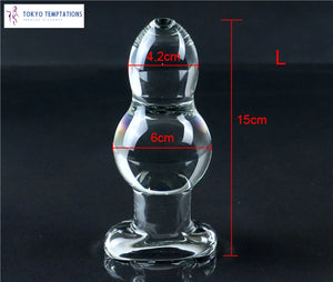 Super Big Gourd Glass Anal Plug for Couples L 15cm