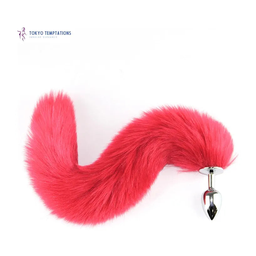 Sophisticated Stainless Steel Fox Tail Butt Plug Red