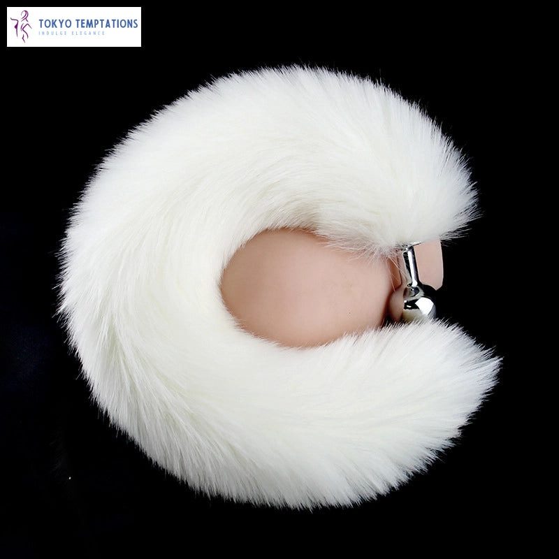 Sophisticated Stainless Steel Fox Tail Butt Plug White