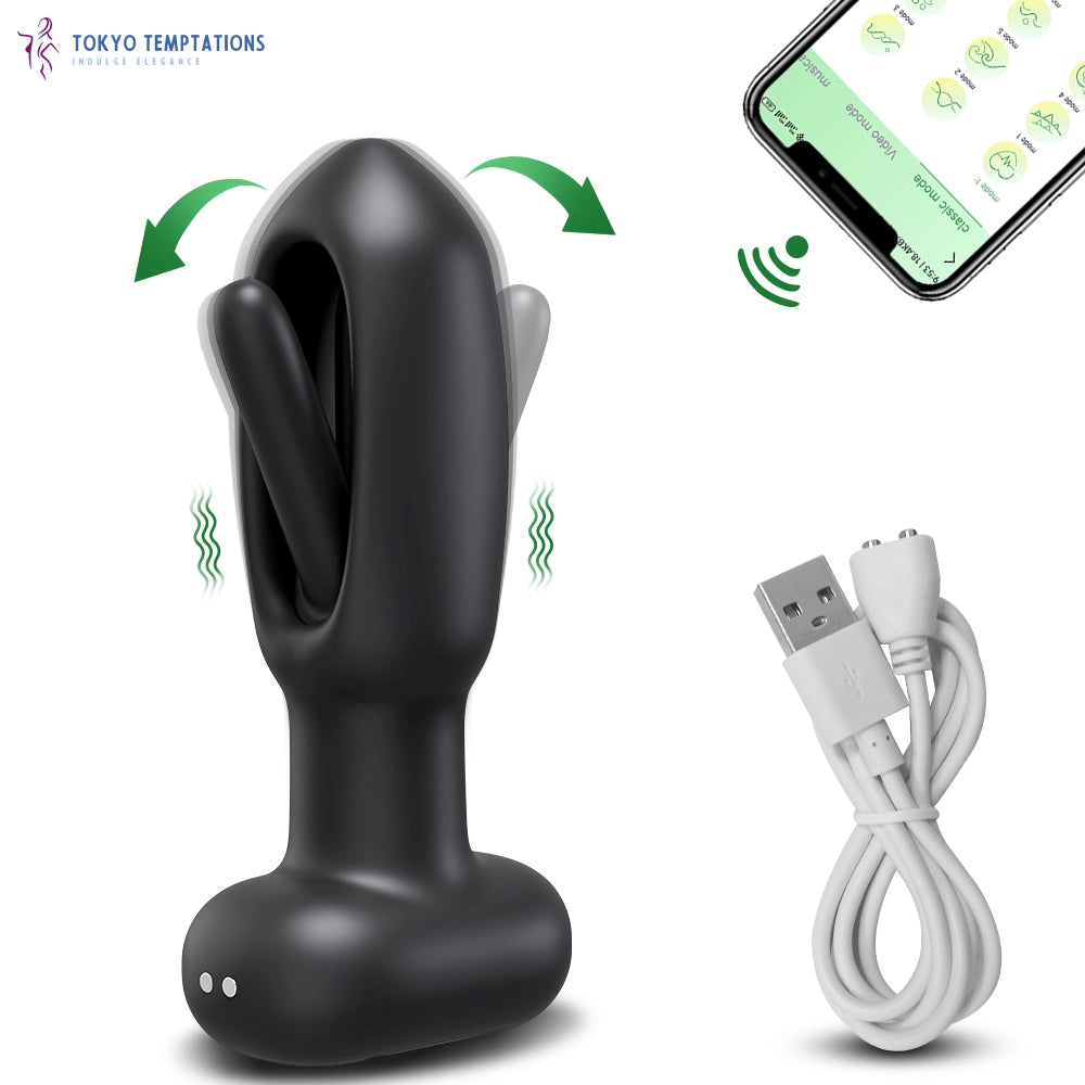 Prostate Massager Vibrating Butt Plug Anal APP Vibrator Black