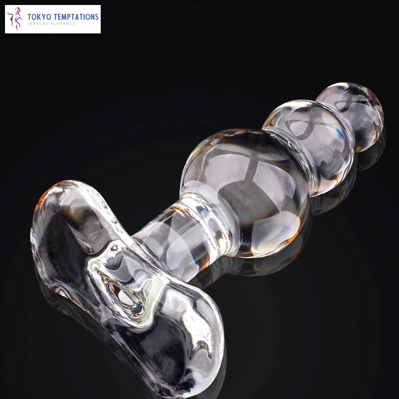 Crystal Glass Anal Plug Beads Dildo Sex Toy White