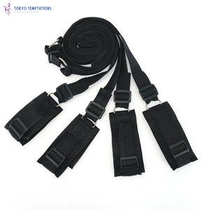 Bondage Set Handcuffs Rope Strap Under Bed Restraints Black