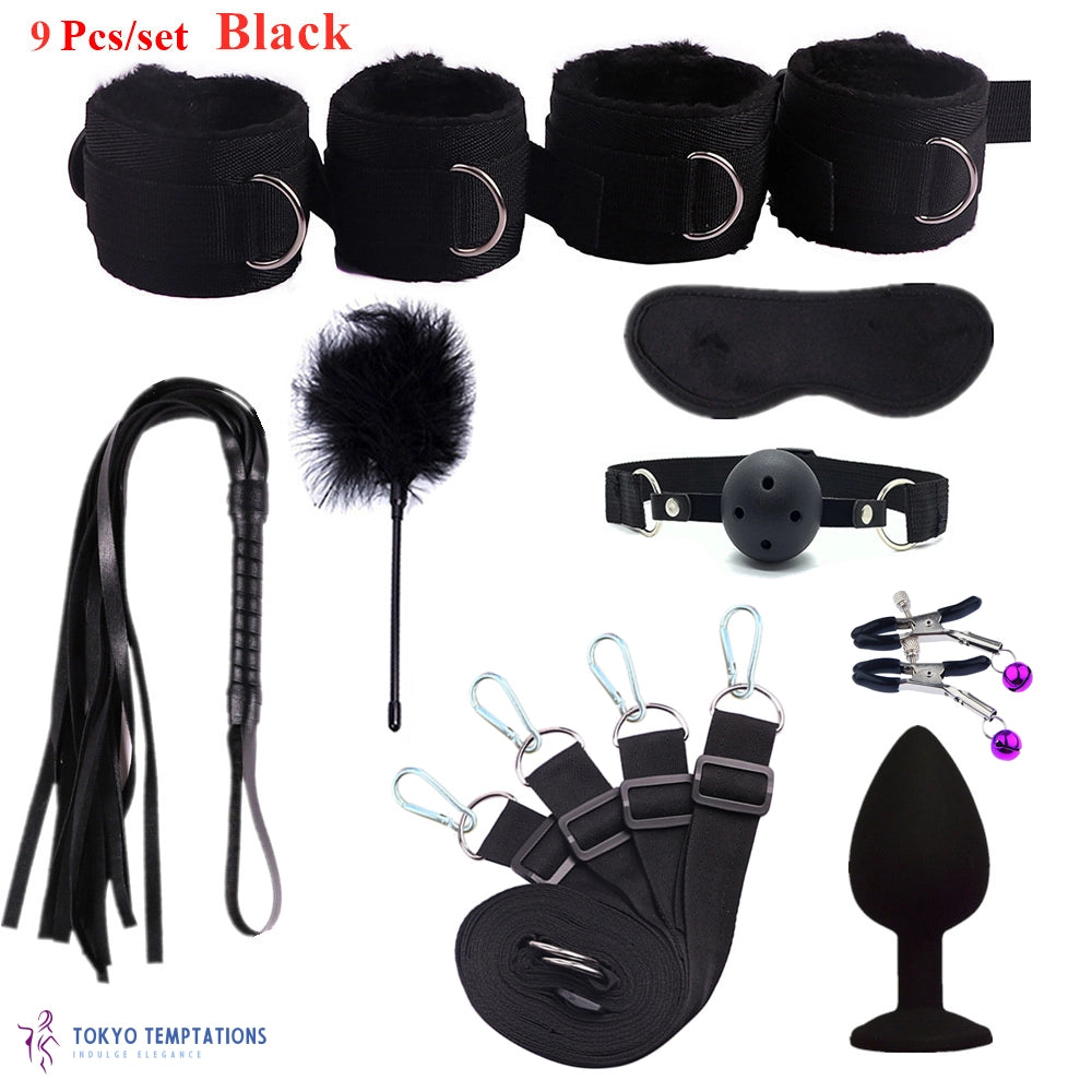 Premium BDSM Bondage 9 Pcs-set Black