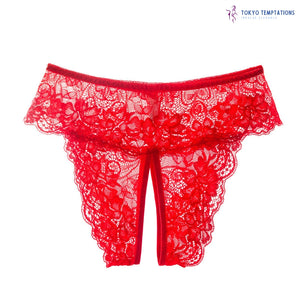 XL-4XL Plus Size Open Crotch Lace Panties Sexy Lingerie Thongs Red