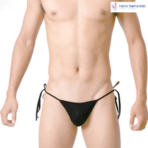 Men's Ice Silk G-String Thong Underwear Black