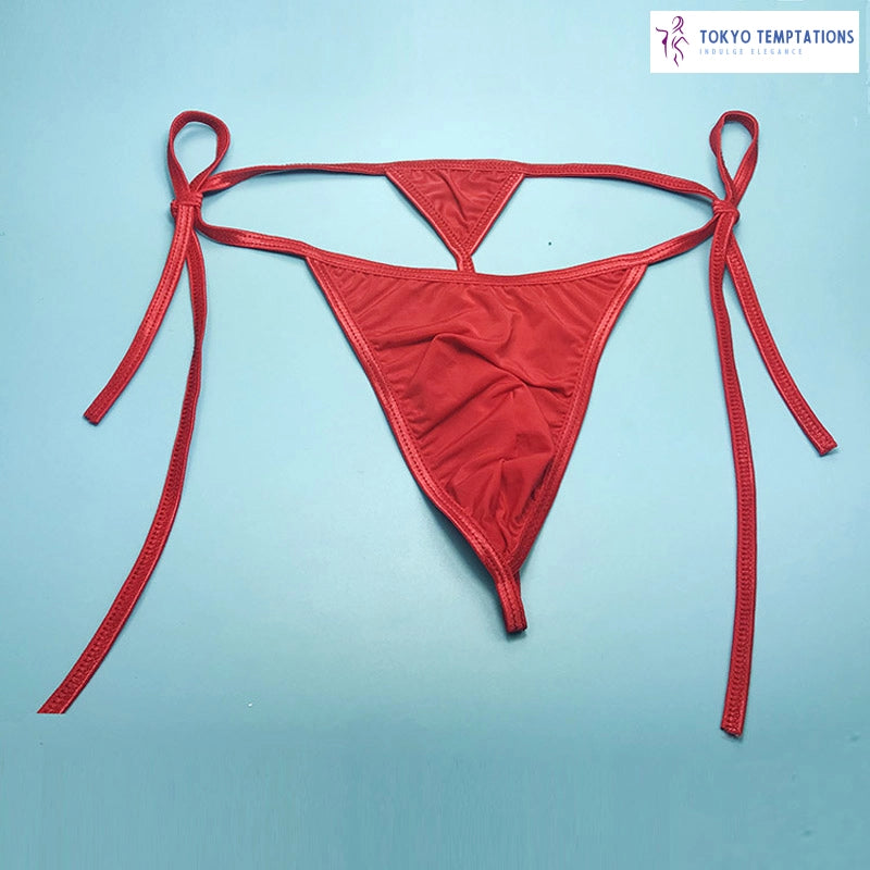 Men's Ice Silk G-String Thong Underwear Red