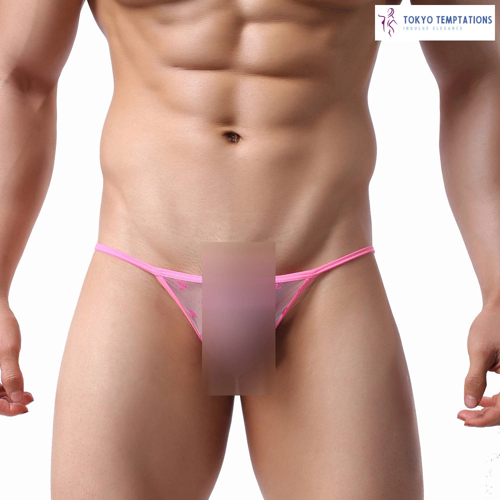 Men's Transparent Thong Underwear Red