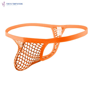 Sexy Men's Fishnet Thong Underwear Orange