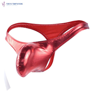 Men's Sexy Stripe Cotton Thong Underwear Red