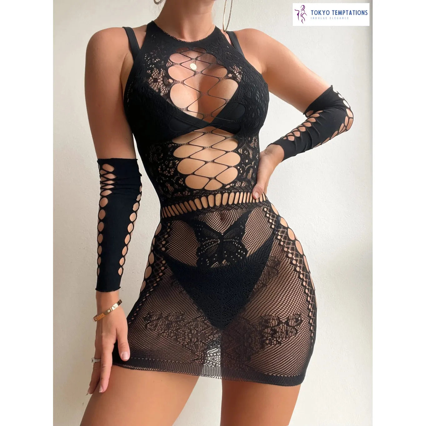 Sexy Erotic Mesh Bodysuit Fishnet Lingerie Black