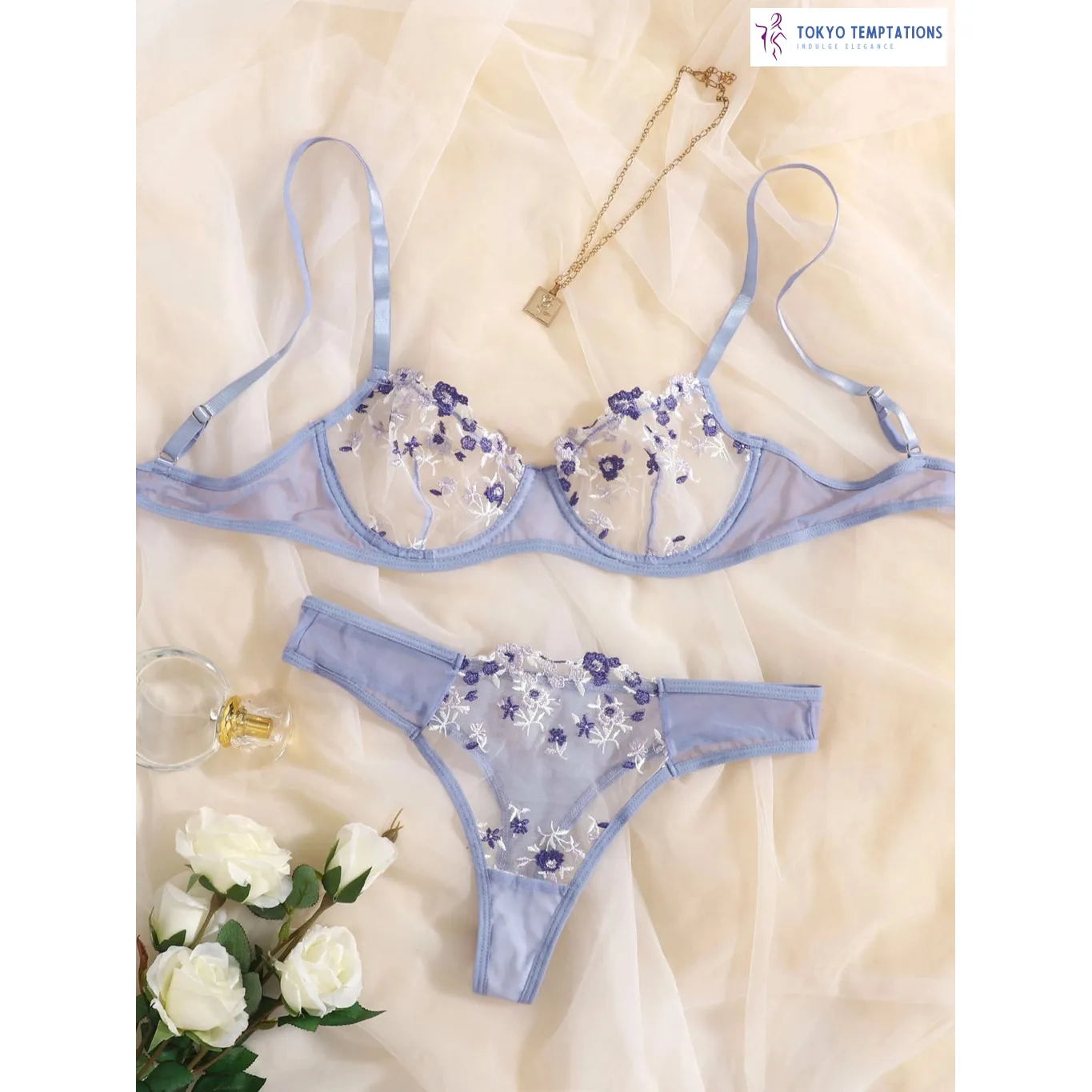 Luxury See Through Lingerie Set Purple