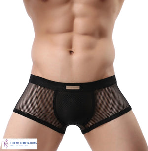 Men's Breathable Mesh Boxer Pants Black