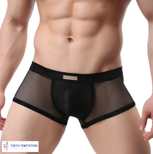 Men's Breathable Mesh Boxer Pants Black