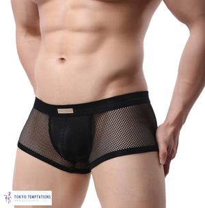 Men's Breathable Mesh Boxer Pants Black