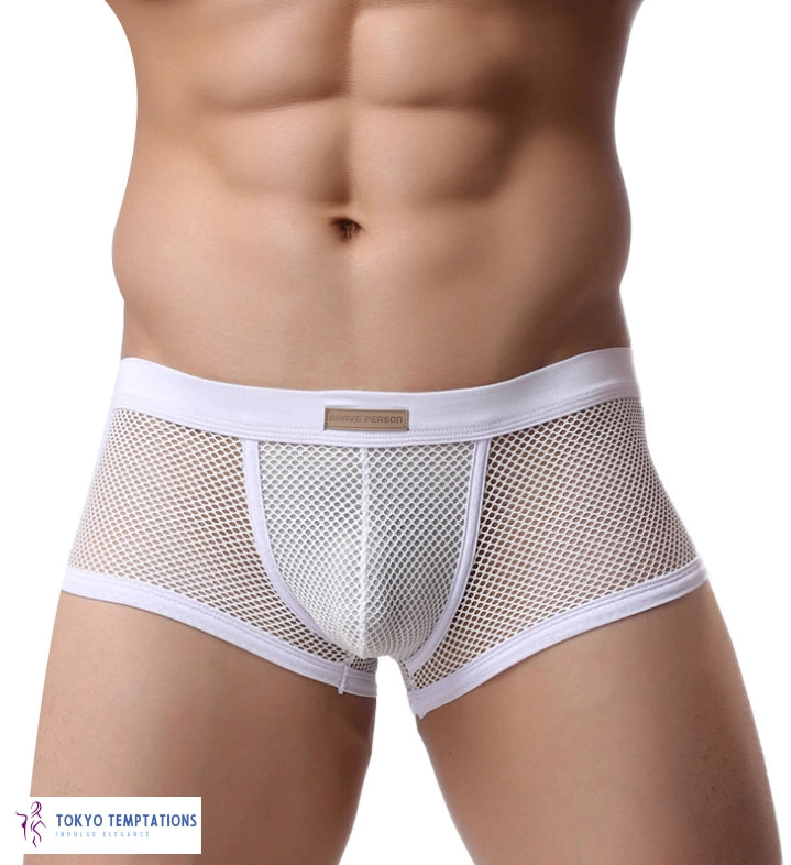 Men's Breathable Mesh Boxer Pants White