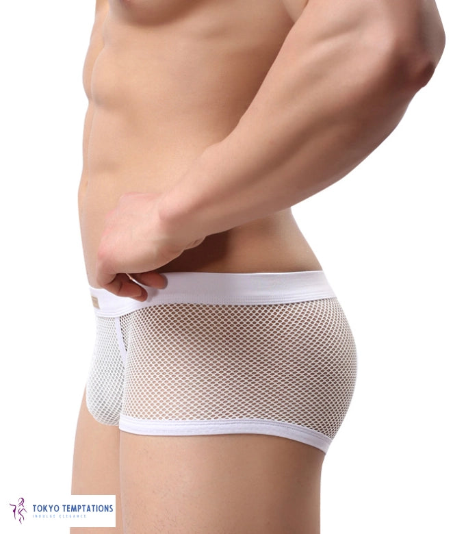 Men's Breathable Mesh Boxer Pants White