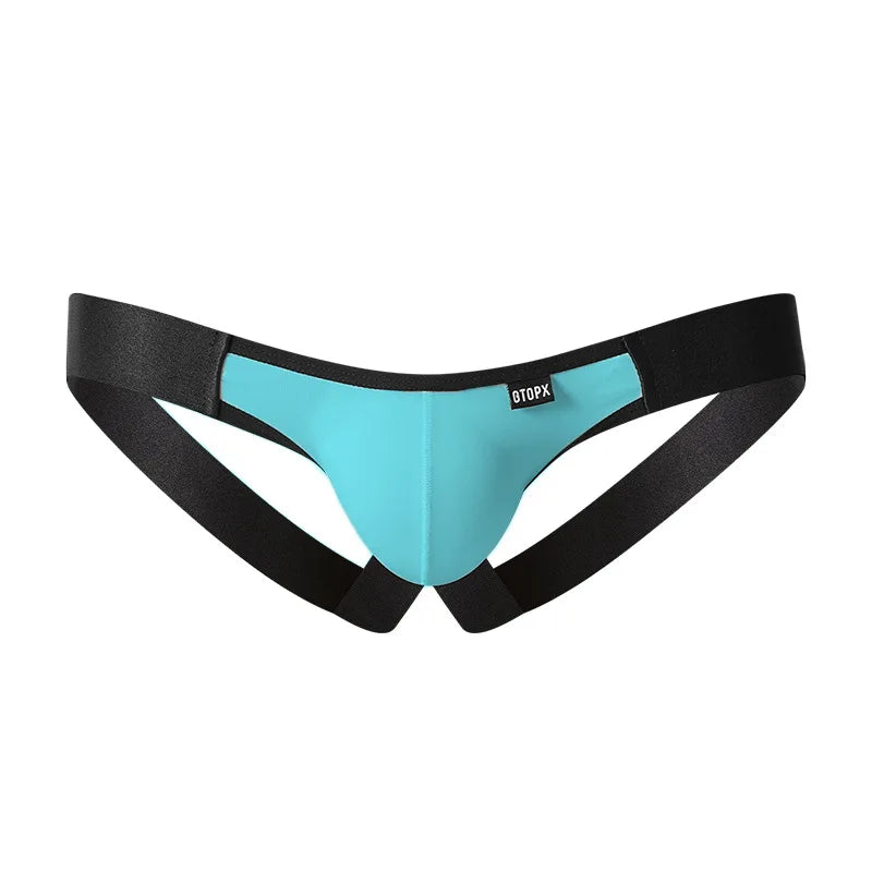 Men's Sexy Open Back Jockstrap Underwear Blue