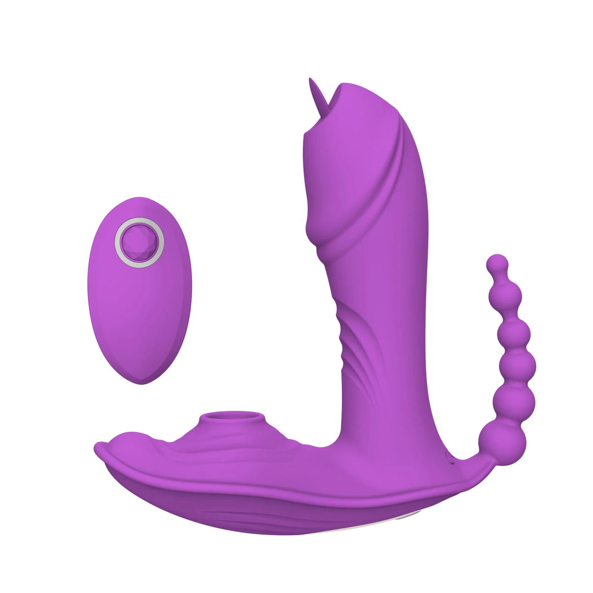 Wearable Vibrator with Clit Sucker Purple