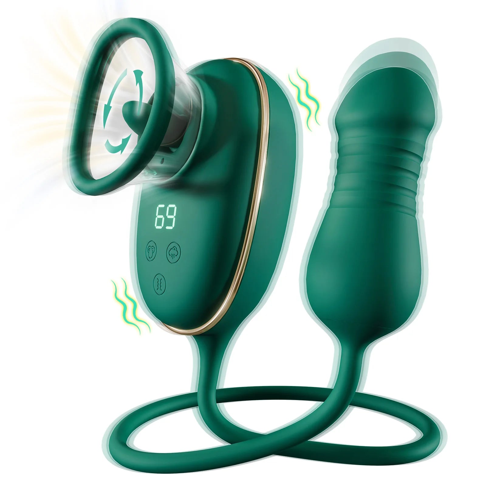 2-in-1 Clitoral Vibrator & Nipple Sucker Toy Green